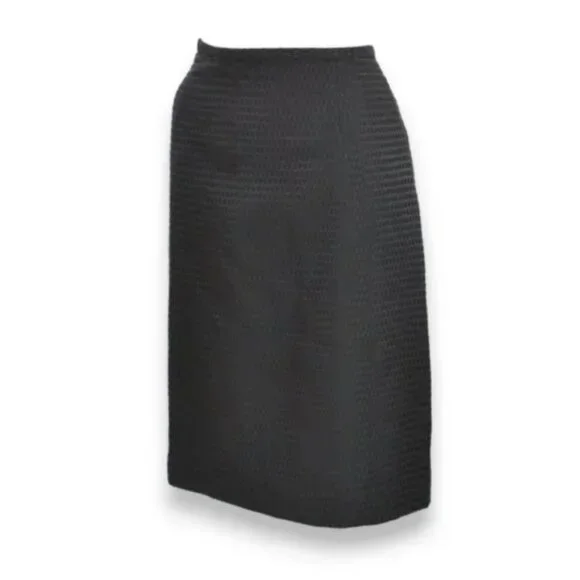 Etcetera Luxurious Black Embossed Dobby Dot Jacquard Pencil Dress Skirt L 12